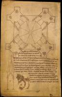 Folio 18 - Eglise de Laon, plan de la tour - Detail d'un clocheton - Figure barbue